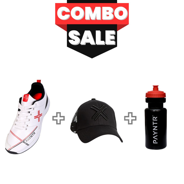 Combo Pack PAYNTR X Spikes White & Black | Cap - White | Water Bottle